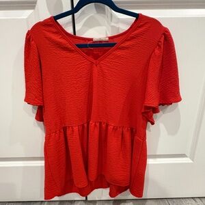Red Short Sleeve Blouse